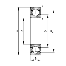 S 6001-2Z, (j) DIN 625-1 ˜ʵҪߴ, ɂ(c)g϶ܷ